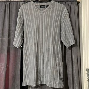 Gray V-neck dressy pull over shirt